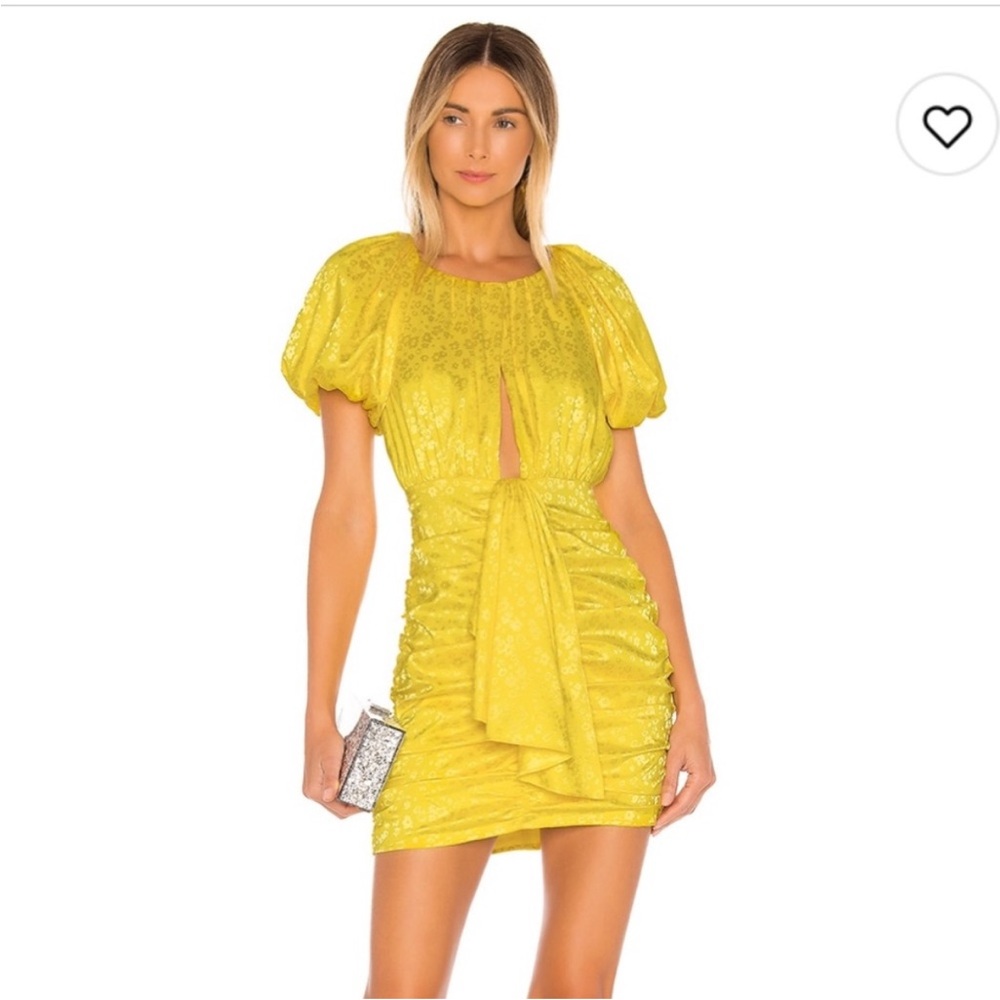 For Love And Lemons Yellow Keyhole Mini Dress